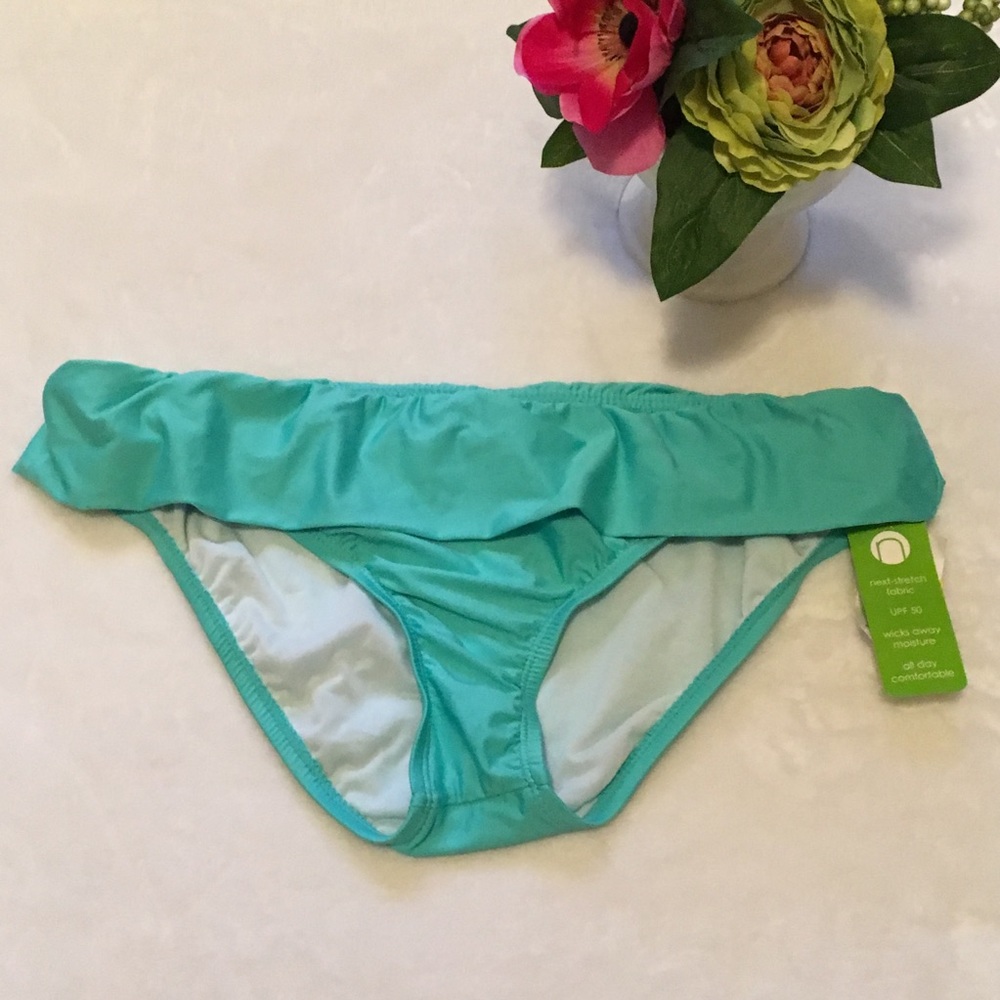 N Swimwear Fold-over Bikini Bottoms in Aqua